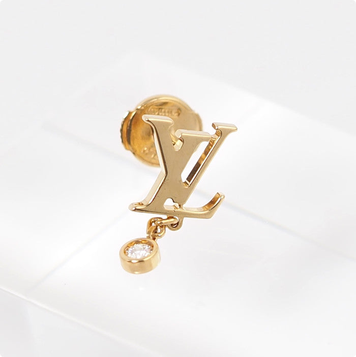LOUIS VUITTON Idylle Blossom 750 K18 Yellow Gold Diamond Q96495 Single Earring with Certificate and Case