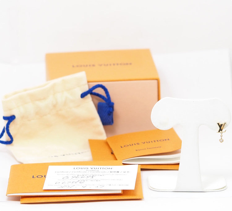 LOUIS VUITTON Idylle Blossom 750 K18 Yellow Gold Diamond Q96495 Single Earring with Certificate and Case