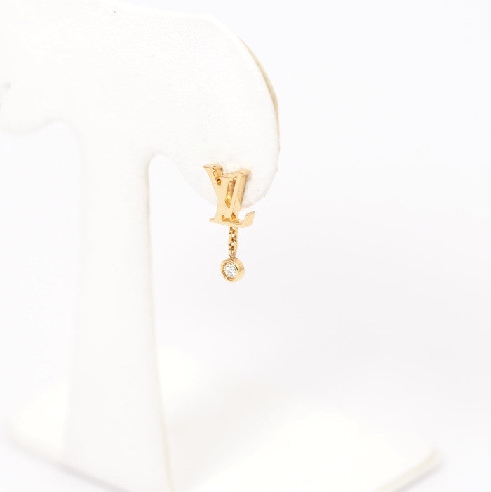 LOUIS VUITTON Idylle Blossom 750 K18 Yellow Gold Diamond Q96495 Single Earring with Certificate and Case
