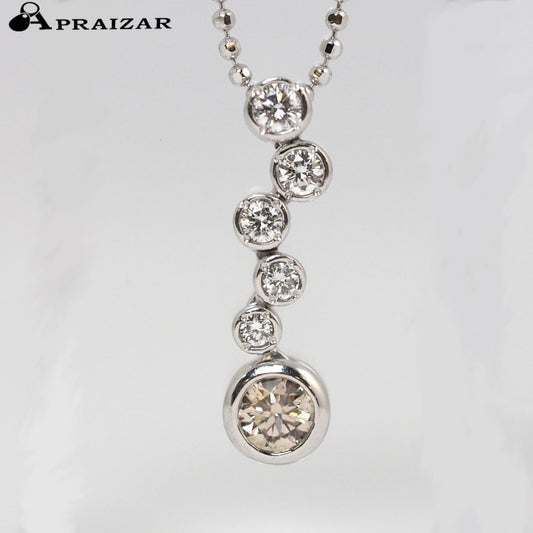 KASHIKEY BEZEL Pt900/850 Brown Diamond/Diamond 0.30ct/0.20ct Necklace