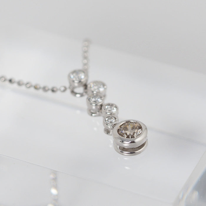 KASHIKEY BEZEL Pt900/850 Brown Diamond/Diamond 0.30ct/0.20ct Necklace