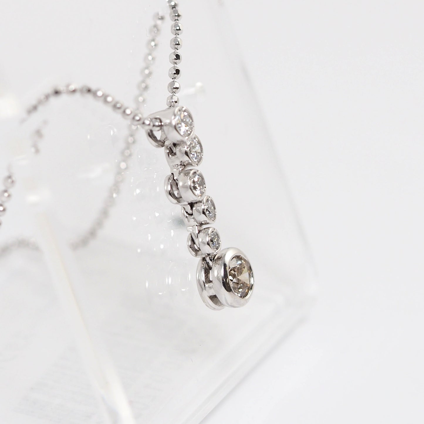 KASHIKEY BEZEL Pt900/850 Brown Diamond/Diamond 0.30ct/0.20ct Necklace