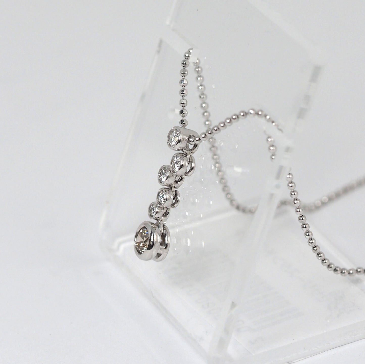 KASHIKEY BEZEL Pt900/850 Brown Diamond/Diamond 0.30ct/0.20ct Necklace