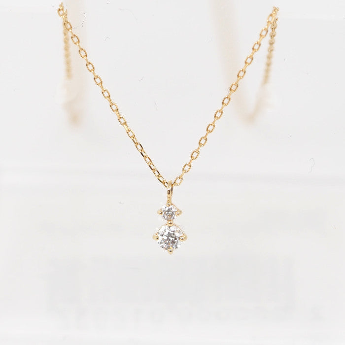 4℃ K10 Yellow Gold 2P Necklace with Warranty and Case