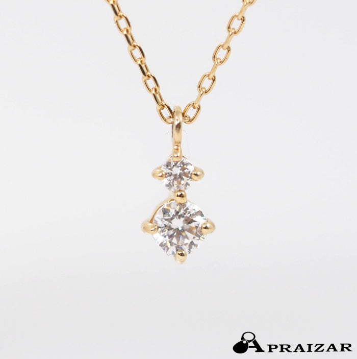 4℃ K10 Yellow Gold 2P Necklace with Warranty and Case