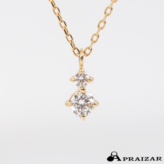 4℃ K10 Yellow Gold 2P Necklace with Warranty and Case