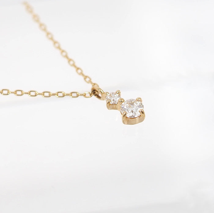 4℃ K10 Yellow Gold 2P Necklace with Warranty and Case