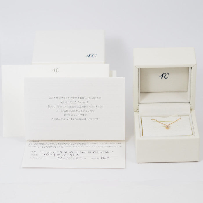 4℃ K10 Yellow Gold 2P Necklace with Warranty and Case