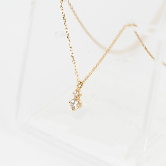 4℃ K10 Yellow Gold 2P Necklace with Warranty and Case