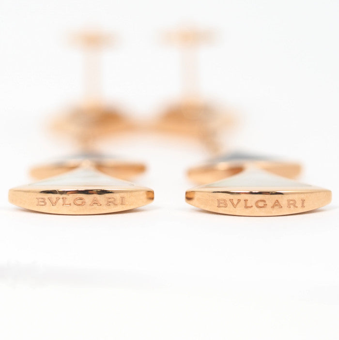 BVLGARI ブルガリ K18ピンクゴールドK18PG マザーオブパール シェル オニキス ディーヴァドリーム ピアス