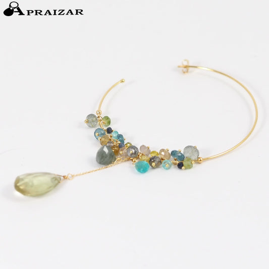 Sweet Pea K18 Yellow Gold Colored Stone Hoop Single Earring H.P.FRANCE