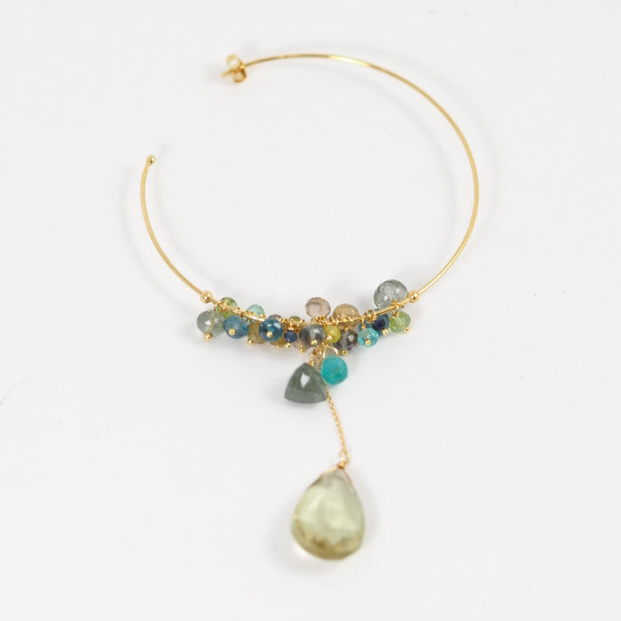 Sweet Pea K18 Yellow Gold Colored Stone Hoop Single Earring H.P.FRANCE