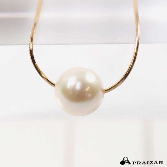 4℃ K10 Yellow Gold Single Pearl Snake Chain Necklace