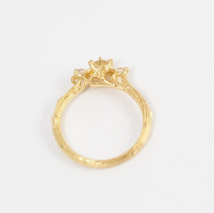 K.uno ケイウノ K18YG ダイヤ0.278ct G-VVS2-3EX /0.11ct ハートアロー ダイヤ リング 10号 鑑定書付