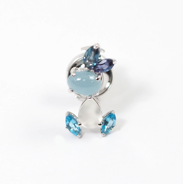 Ponte Vecchio 18K/14K White Gold Color Stone Rabbit Tie Pin Brooch