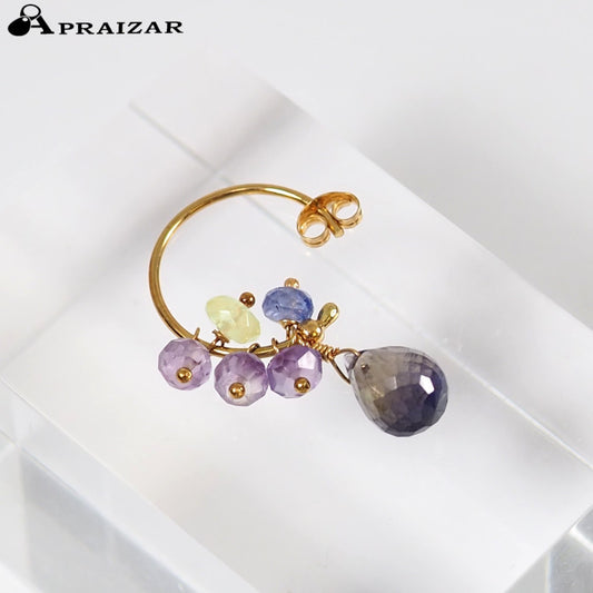 sweet pea 750 K18 Yellow Gold Colored Stone Hoop Single Earring H.P.FRANCE