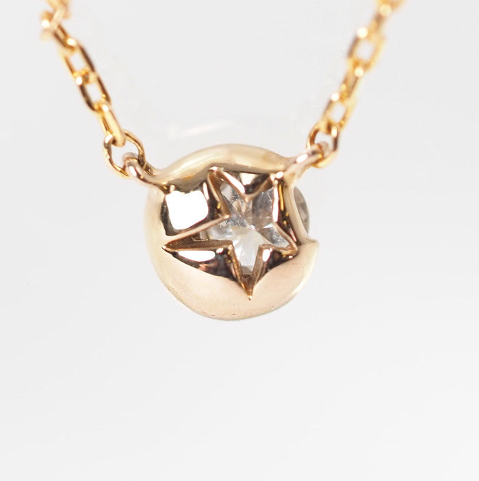 STAR JEWELRY スタージュエリー MOON SETTING DIAMOND ムーンセッティング ダイヤ0.04ct K18PG ネックレス