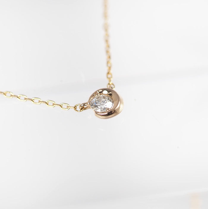 STAR JEWELRY スタージュエリー MOON SETTING DIAMOND ムーンセッティング ダイヤ0.04ct K18PG ネックレス