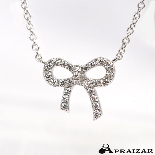 Tiffany＆Co. ティファニー ボウ 750 K18WG ホワイトゴールド ダイヤ リボン ネックレス ケース付