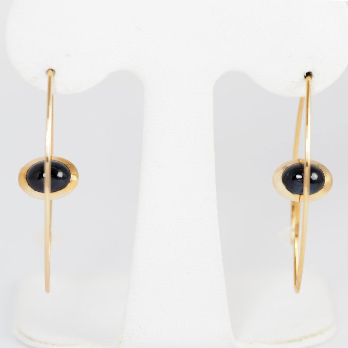 HIROTAKA ヒロタカ K18イエローゴールド ブラックサファイア2.38ct/2.44ct フローティングピアス フック ピアス ケース付
