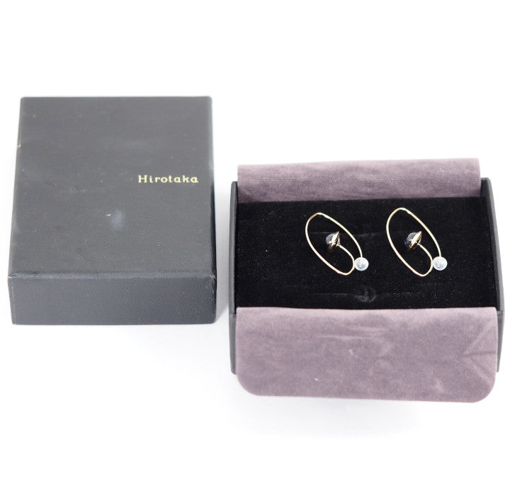 HIROTAKA ヒロタカ K18イエローゴールド ブラックサファイア2.38ct/2.44ct フローティングピアス フック ピアス ケース付