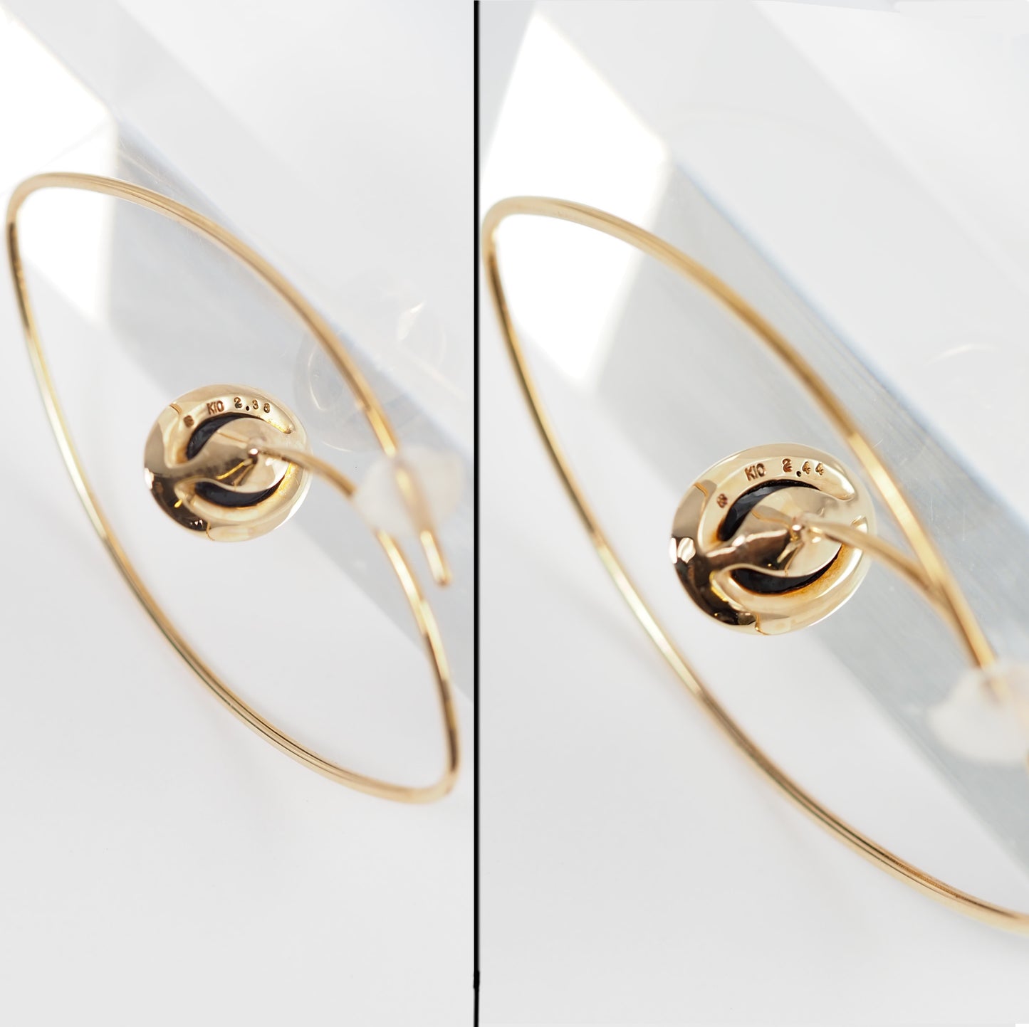 HIROTAKA ヒロタカ K18イエローゴールド ブラックサファイア2.38ct/2.44ct フローティングピアス フック ピアス ケース付