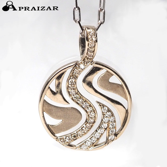Sirena Azzurro セイレーンアズーロ K18WG ダイヤ0.16/0.08ct 透かし模様 サークル ネックレス