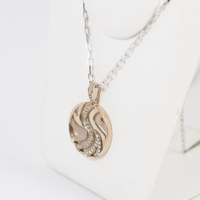 Sirena Azzurro セイレーンアズーロ K18WG ダイヤ0.16/0.08ct 透かし模様 サークル ネックレス