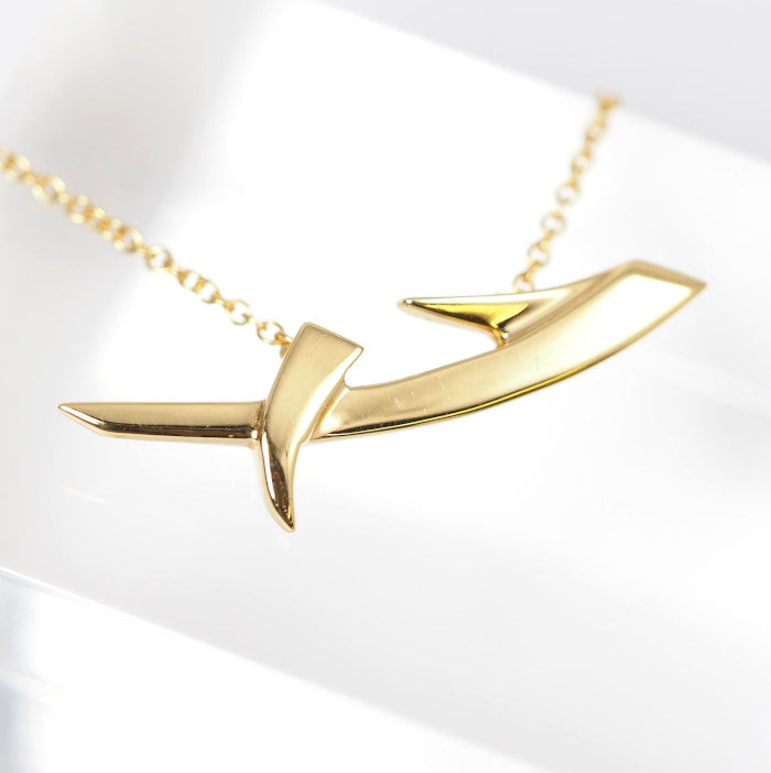 Tiffany &amp; Co. Tiffany 750 K18 Yellow Gold Paloma Picasso Long Kiss Necklace with Case