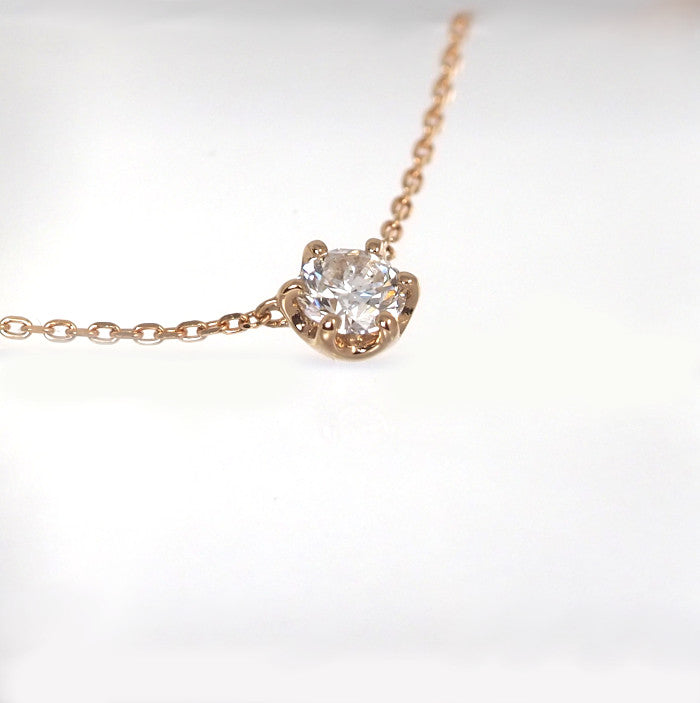 Ponte Vecchio 18K pink gold necklace with a single 0.18ct diamond