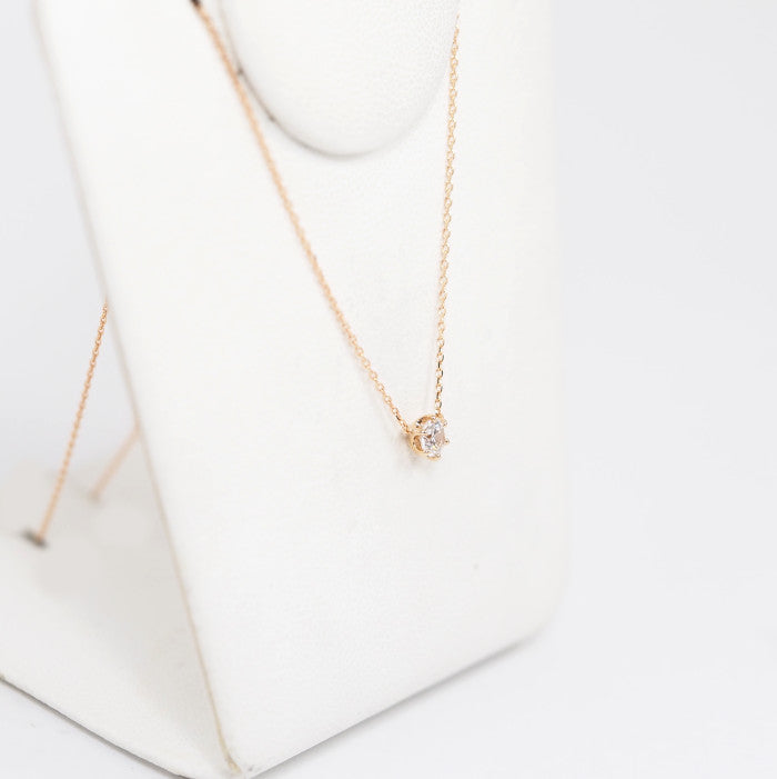 Ponte Vecchio 18K pink gold necklace with a single 0.18ct diamond