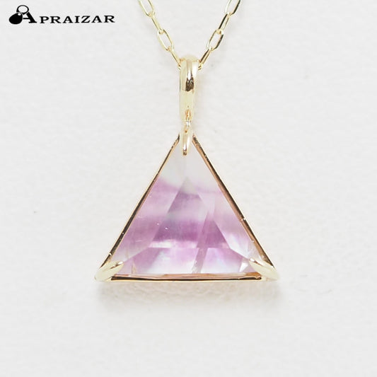 agete K10YG Color Stone Shell Triangle Reversible Necklace
