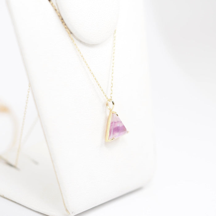 agete アガット K10YG カラーストーン シェル トライアングル リバーシブル ネックレス