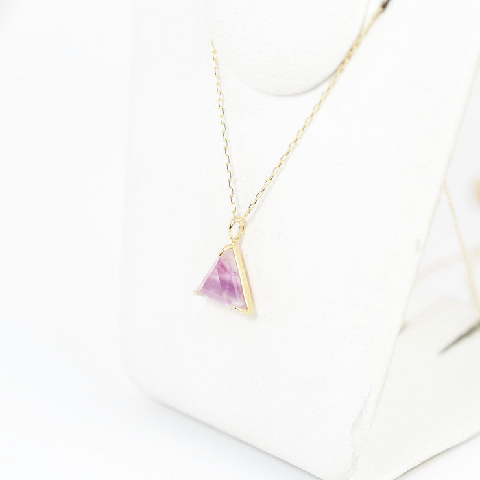 agete アガット K10YG カラーストーン シェル トライアングル リバーシブル ネックレス