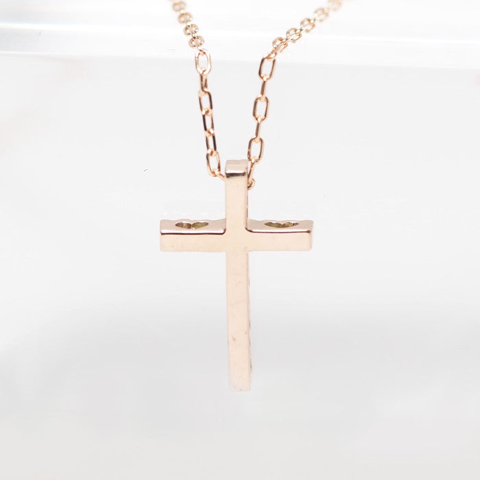 Sirena Azzurro K10 Pink Gold 0.11ct Diamond Cross Necklace