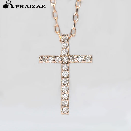 Sirena Azzurro K10 Pink Gold 0.11ct Diamond Cross Necklace