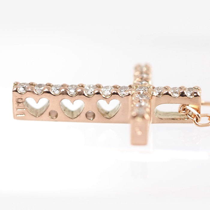 Sirena Azzurro K10 Pink Gold 0.11ct Diamond Cross Necklace