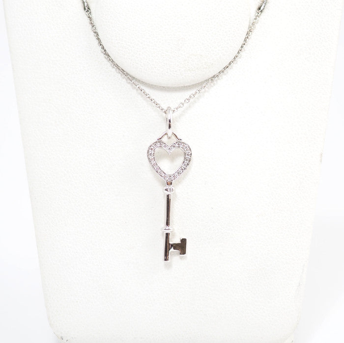 Tiffany＆Co. ティファニー 750 K18ホワイトゴールド ダイヤ ハート キー ネックレス ケース付