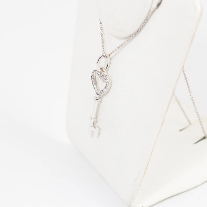 Tiffany＆Co. ティファニー 750 K18ホワイトゴールド ダイヤ ハート キー ネックレス ケース付