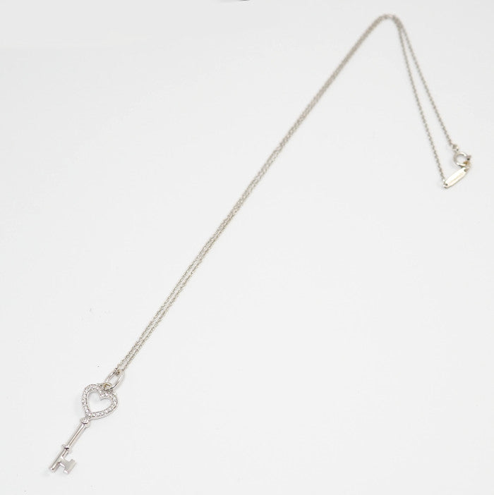 Tiffany＆Co. ティファニー 750 K18ホワイトゴールド ダイヤ ハート キー ネックレス ケース付