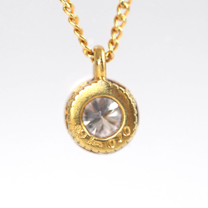 hum K18 Yellow Gold 0.10ct Diamond Necklace, with case