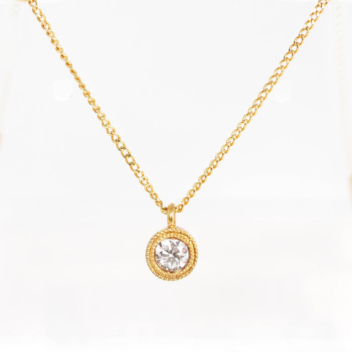 hum K18 Yellow Gold 0.10ct Diamond Necklace, with case