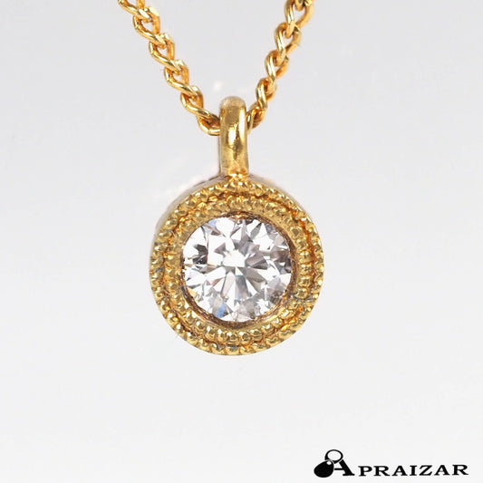 hum K18 Yellow Gold 0.10ct Diamond Necklace, with case