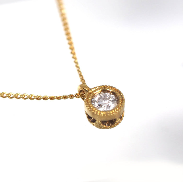 hum K18 Yellow Gold 0.10ct Diamond Necklace, with case