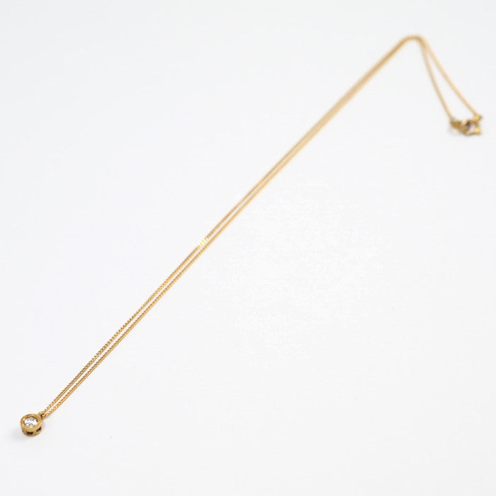 hum K18 Yellow Gold 0.10ct Diamond Necklace, with case