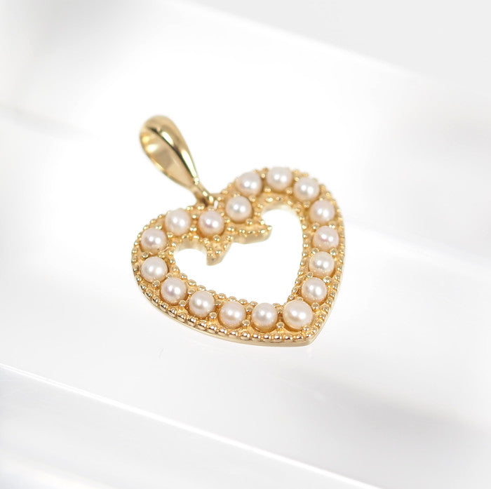 MIKIMOTO ミキモト PERLITA ペルリータ K18イエローゴールド ハート パール チャーム ペントップ [62515]