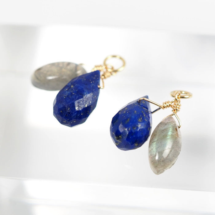 agete K10 Yellow Gold Lapis Lazuli Colored Stone Charm with Certificate of Sale and Case