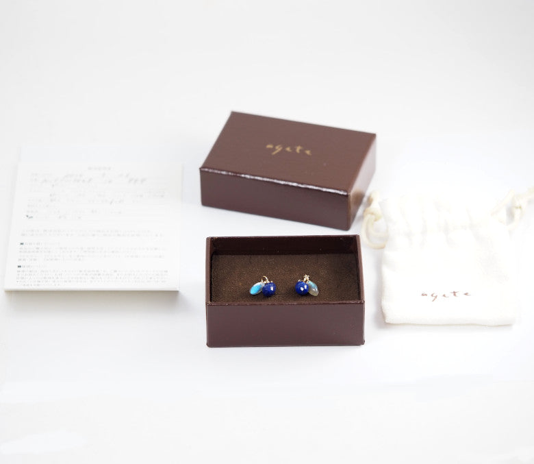 agete K10 Yellow Gold Lapis Lazuli Colored Stone Charm with Certificate of Sale and Case