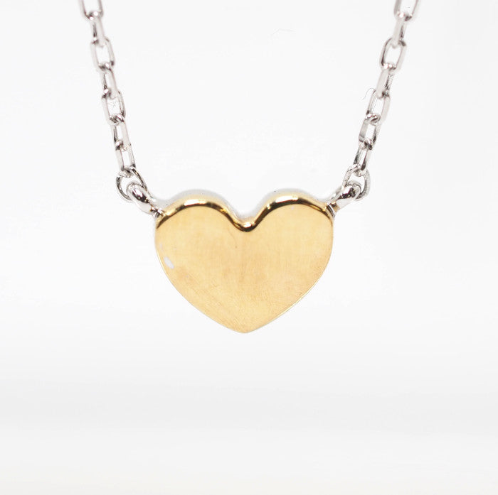 Ponte Vecchio ポンテヴェキオ K18WG/YG ダイヤ0.15ct ハート ネックレス 正規保証書付　