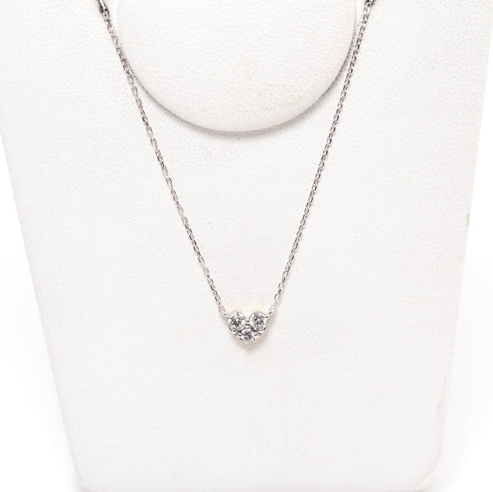 Ponte Vecchio ポンテヴェキオ K18WG/YG ダイヤ0.15ct ハート ネックレス 正規保証書付　